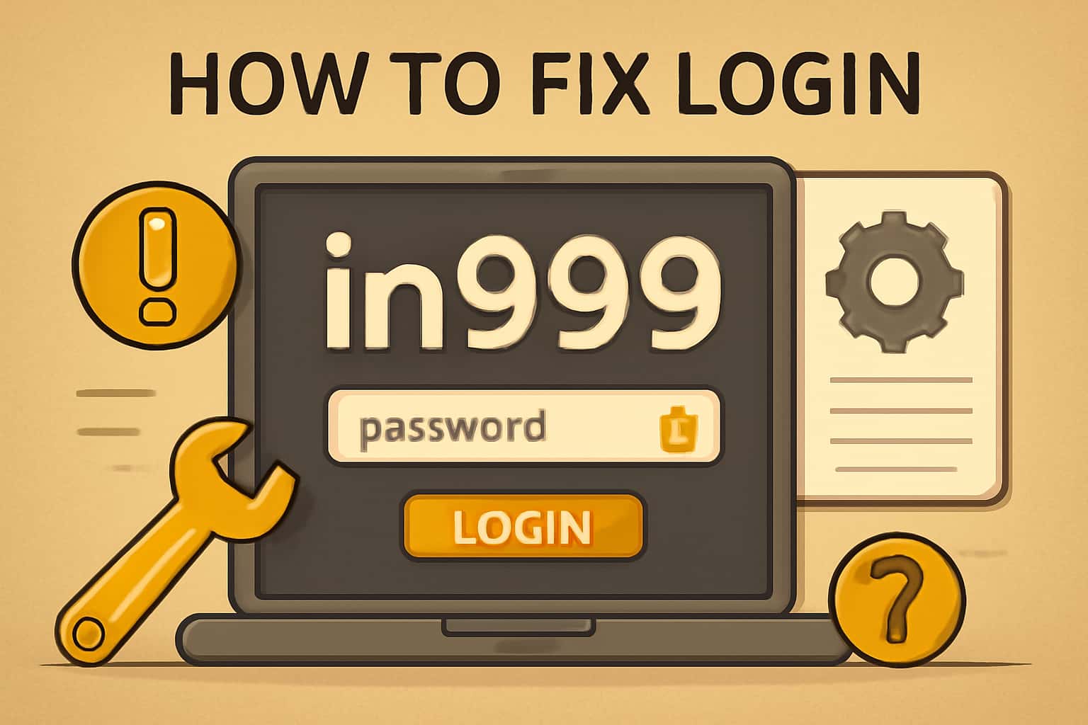 An informative scene illustrating login troubleshooting for in999.