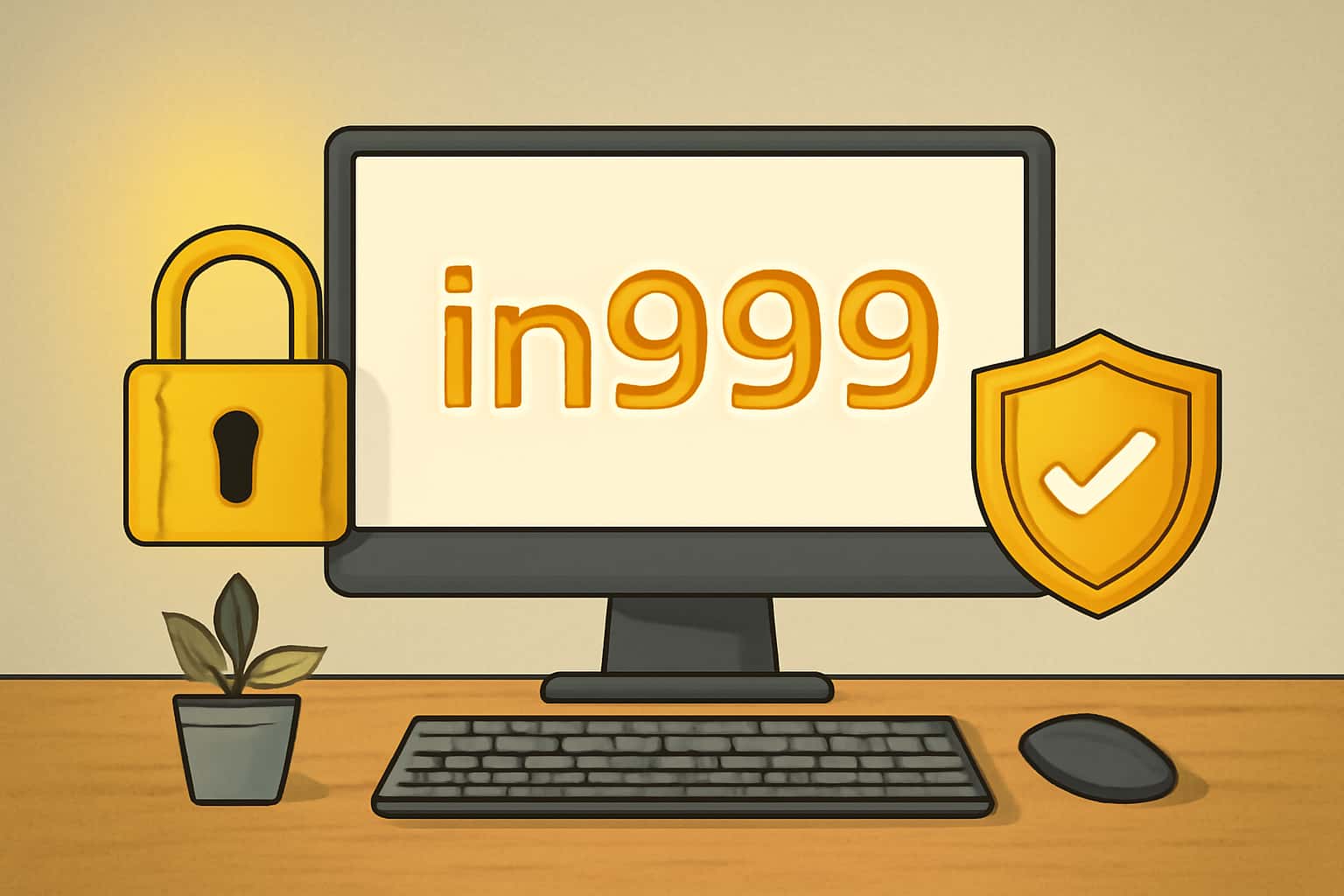 An informational visual representation of securing an account, showcasing the text 'in999' in a sleek design.