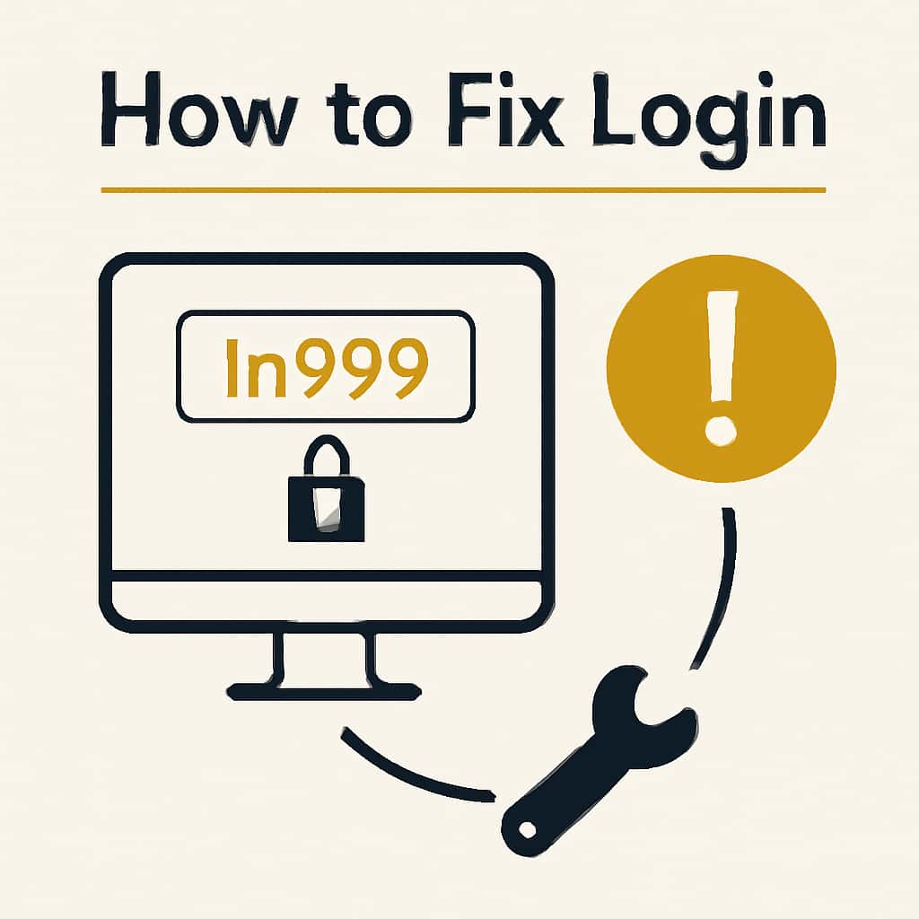 An educational diagram showing the steps to troubleshoot login issues for in999.